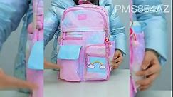 PMS854AZ Backpacks for Girls School Cute Kids Backpack, Kawaii Backpack, Pink Girls Backpack, Starry Rainbow School Bag for Kids (Pink)