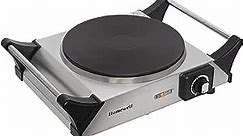 Homewell Electric Hot Plate - Portable Flat Cast Iron Heating for Home & Travel (Single Burner)