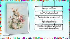 NobleWorks Easter Paper Card with 5 x 7 Inch Envelope (1 Card) Bunnies With Flowers - Pink C10991BEAG