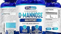 We Like Vitamins D-Mannose Capsules 1000mg per Serving - 180 Easy to Swallow Veggie Capsules - Cranberry D Mannose Supplement Helps Support Bladder and Urinary Tract Health