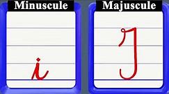 écriture de l'alphabet français: i majuscule et minuscule en cursive