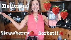 Making Healthy Strawberry Sorbet in my Vitamix!! 🍓🍓🍓