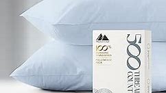 500 Thread Count 100% Cotton Pillow Cases Set of 2 - Natural Cooling King Pillow Cover for Sleeping, Quality Like Egyptian Cotton Pillowcases, Soft & Silky Sateen Weave Bed Pillows Case, Light Blue