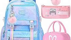 Girls Backpack, Kid Starry Rainbow School Bag, Kawaii Backpack with Lunchbag & Pencilbox, Mochilas Escolares Para Niñas