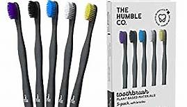 The Humble Co. Plant Based Black Toothbrush (5pk) – Vegan, Soft Toothbrush Set with BPA Free Bristles, Best Toothbrush for Superior Oral Care and Superb Teeth Cleaning (5 Brushes)