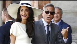 George Clooney and Amal Alamuddin arrive for Venice civil wedding ceremony in Venice