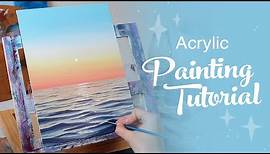 Acrylic Painting Tutorial - Ocean Sunset (Beginner to Intermediate)