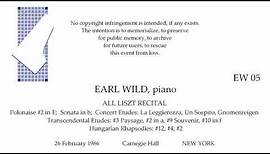 EARL WILD Celebrates LISZT Live Recital 1986 Carnegie Hall NEW YORK
