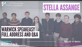 Stella Assange: Warwick SpeakEasy, Full Address and Q&A