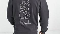 Jack & Jones Originals oversized hoodie with skull back print in dark gray | ASOS