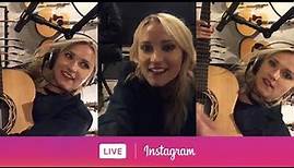 [1/2] Emily Osment playing the guitar on Instagram Live. (May 1, 2018)