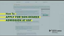 USF Tutorial: How to Apply for Non-Degree Admission (Visiting & Personal Enrichment Students)