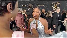 Dominique Fishback ('Swarm') on the Emmys 2023 red carpet