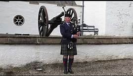 The Earl of Mansfield played on bagpipes by Pipe Major Ian Duncan outside Blair Castle in Scotland