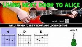 LIVING NEXT DOOR TO ALICE - Smokie - Guitar play along on acoustic guitar with chords & lyrics