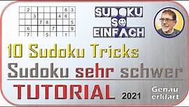 10 Sudoku Tricks Serie 5/5 sehr schwer. Tutorial genau erklärt.