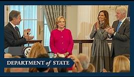 Secretary Blinken remarks at a portrait unveiling of the 67th Secretary of State Clinton
