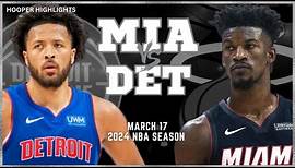 Miami Heat vs Detroit Pistons Full Game Highlights | Mar 17 | 2024 NBA Season
