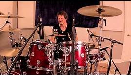 Asia drummer Jay Schellen plays DW's replica Randy Castillo drum set