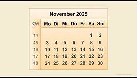 Kalender November 2025