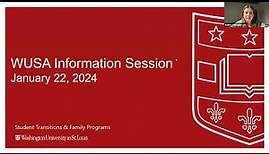 WUSA Information Session Webinar, 2024