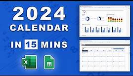 2024 Calendar template in Microsoft Excel