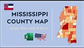 Mississippi County Map in Excel - Counties List and Population Map