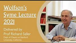 2021 Syme Lecture with Prof Richard Saller at Wolfson College