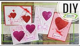 Glitzer Grußkarten Valentinstag / Muttertag Papier basteln - Kartenbasteln DIY [Anleitung | deutsch]