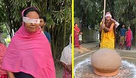 who can break the pot ?? village blind spot funny game with women