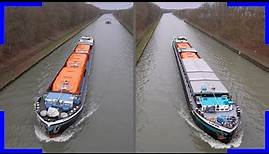 Kreuzfahrtschiff IONA | Transport der Rettungsboote mit Binnenschiffen auf dem Mittellandkanal | 4K