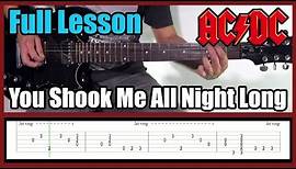 AC/DC YOU SHOOK ME ALL NIGHT LONG FULL LESSON WITH TABS | Rhythm guitar and solo
