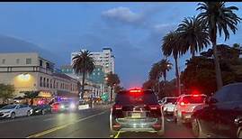 Driving Los Angeles : Santa Monica to Downtown LA on Saturday Night via Santa Monica Blvd