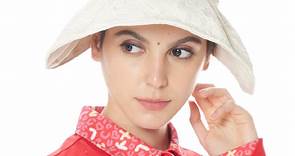 【Lynx Golf】女款素雅大方花紋帽簷設計竹編款可調式大盤帽-米色 | 高爾夫球 | Yahoo奇摩購物中心