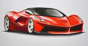 Dibujando carros: cómo dibujar un Ferrari con colores - Arte Diverte.