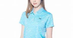 【Lynx Golf】女款吸溼排汗機能羅紋領設計滿版水波圖樣印花短袖POLO衫-淺藍色 | Lynx | Yahoo奇摩購物中心