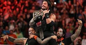 Roman Reigns celebrates winning the WWE World Heavyweight Title with his family: Dec. 14, 2015