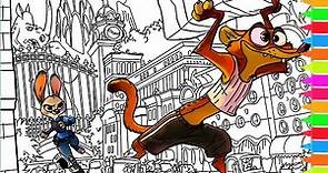 Coloring Disney Zootopia - The Chase, Young Judy, Meet the Sloth | Coloring Page