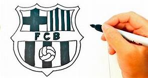 Cómo dibujar el Escudo del Barcelona paso a paso | Dibujo fácil del Escudo del FCBarcelona
