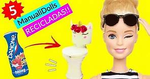5 IDEAS Geniales de Manualidades para Barbie! 👍Faciles y RÁPIDAS RECICLADAS!!