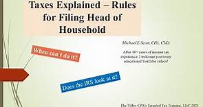 Taxes Explained: Rules for Filing Head of Household