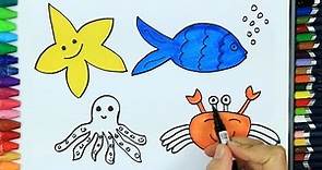 Cómo dibujar animales marinos - Cómo dibujar y colorear los para niños