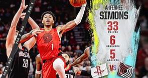 Anfernee Simons Highlights (33 PTS) | Trail Blazers vs. Rockets | Jan. 24