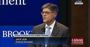 Treasury Secretary Jack Lew G-20 Summit Preview