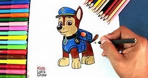 Cómo dibujar a CHASE de La Patrulla Canina (Paw Patrol)