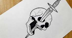 How to draw a skull tribal tattoo || Skull drawing tutorial