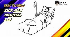 How to draw Sick Man Hospital Bed step by step