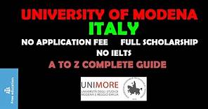 University of Modena Italy | How to apply for University of Modena | Step by Step