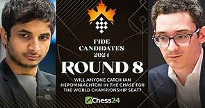 FIDE Candidates 2024 Rd 8 | Hikaru v Fabiano & Vidit v Gukesh! 4-Way Challenge Begins To Topple Ian