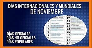 Calendario de Días Internacionales y Mundiales de NOVIEMBRE
